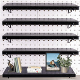 YUSFKJ black pegboard shelf set organizes tools on a wall with sleek style