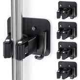 YUWANTING stainless steel broom holder wall mount with four grippers for quick organization