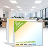YXL 2x2 LED flat panel light front view showing slim ceiling profile and even illumination