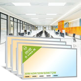 YXL 4-Pack 2x4 LED panel, front view, uniform office lighting.