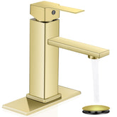 YXOCVIR brushed gold faucet installed in a compact 1-hole vanity.