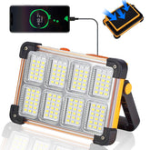 YXQUA solar work light front view shows bright, even workspace illumination