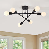 YXTH six-light sputnik ceiling fixture in black adds ambient illumination to modern living spaces.