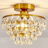 YYJLX modern E26 crystal chandelier semi-flush for hallway lighting enhances entry ambiance.