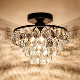 YYJLX crystal ceiling light close-up shows sparkling facets for a luxe hallway glow.