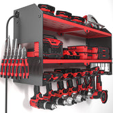 YYR power tool organizer with charging station on wall mount keeps cordless tools charged