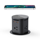 YYSKA pop up outlet with wireless charger top view showing convenient charging.