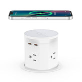 YYSKA pop-up outlet with wireless charger in white finish boosts kitchen counter convenience.