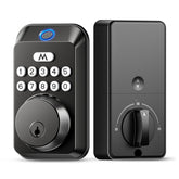 Zafano fingerprint door lock front view with matte black finish for secure keyless access