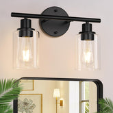 Zarbitta 2-light bathroom fixture in matte black for modern vanity lighting