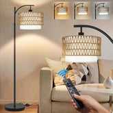 ZECOXOL Arc floor lamp with remote for effortless brightness control.