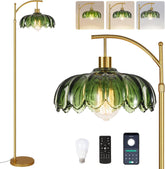 ZECOXOL gold floor lamp with arc flower, adds dramatic lighting to living areas.