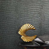 Zeeko black peel-and-stick wallpaper with crocodile texture for easy decor updates.