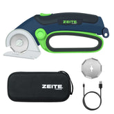 Zeite 4V cordless scissors in use for precise cardboard cuts.