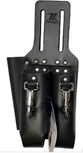 Zeluga saddle leather tool holder front view shows rugged durability and organized pockets.