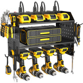 ZESEN power tool organizer front view shows space-saving wall mount for easy access