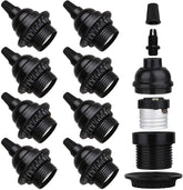 Zevnico E26/E27 socket in black with bakelite core for durable indoor lighting.
