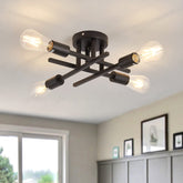 ZGLAOJT 4-light semi-flush chandelier front view for rustic-modern vibe