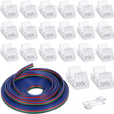 Zhengmy 20-pack 4-pin 10mm solderless LED connectors for quick strip connections.