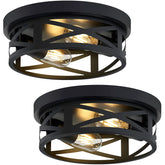 ZHU YAN 2-pack black flush mount ceiling light front view ideal for kitchen lighting