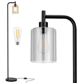 Ziisee floor lamp with grey glass shade lighting a living room