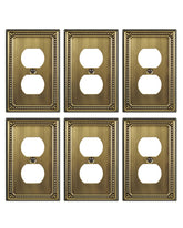 ZILLSEA antique brass wall plate duplex 6-pack adds timeless elegance to any room