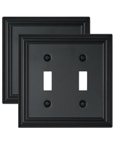 ZILLSEA double-toggle wall plate in black, front view enhances modern home decor