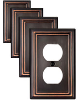 ZILLSEA duplex wall plate in aged bronze—durable steel with vintage charm for any room.