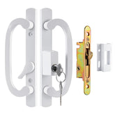 Zinkitool keyed sliding patio door handle set with 45-degree keyway for secure locking.