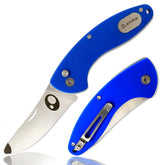 ZLemma Kids Pocket Knife blue clip shows easy carry and secure blade opening.