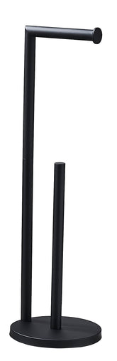 Z MAYABBO matte black free-standing toilet paper holder with a sturdy base for stability
