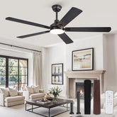 ZMISHIBO 60-inch ceiling fan with remote in black finish, ideal for quiet living rooms.