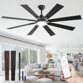 ZMISHIBO 62-inch ceiling fan with LED light for large living spaces.