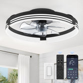 ZMISHIBO low-profile ceiling fan with light close-up showing dimmable LED glow