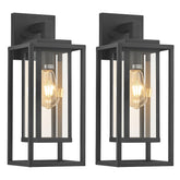 ZMKMOK 18in outdoor wall light with double cage in satin black for durable exterior illumination.