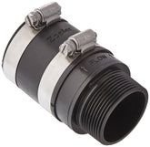 Zoeller inline check valve small black with threaded discharge for secure pump connections.