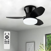 Zoeyon small ceiling fan with light in black and remote for quick room cooling.
