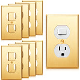Zonon 8-pack gold outlet covers in brushed brass, front view for indoor spaces