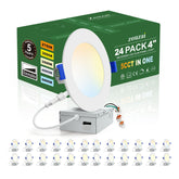 Zouzai 24-pack 4-inch ultra-thin LED downlight with junction box for quick ceiling retrofit.