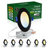 Zouzai four inch black 5CCT LED recessed light for versatile living space lighting