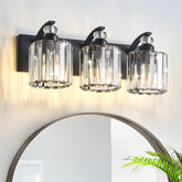 Zqoyn 3-light black bathroom vanity with crystal shades for precise mirror lighting