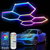 ZTANHOUSE RGB hexagon light on ceiling panel for vibrant ambiance and easy customization.
