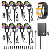 ZUCKEO all-in-one RGBW landscape kit lights brighten yards with vibrant color options.