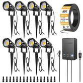 ZUCKEO landscape spotlight 8-pack illuminating yard and garden walkways.