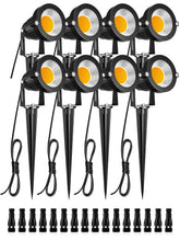 ZUCKEO landscape lights 8-pack front view highlights warm white ambiance for patios.