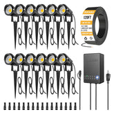 ZUCKEO 12-pack 5W landscape spotlights illuminate pathways and gardens