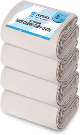 ZUPERIA canvas drop cloth protecting furniture from paint splatters during project