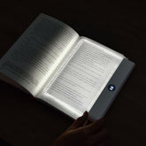 ZWJFDCBD book light panel-plate provides even full-page illumination for late-night reading.