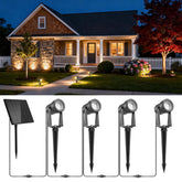 ZYAN solar panel spotlight showing efficient outdoor charging for lighting setup