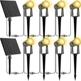 ZYAN solar landscape spotlights illuminate the front yard with welcoming warmth.